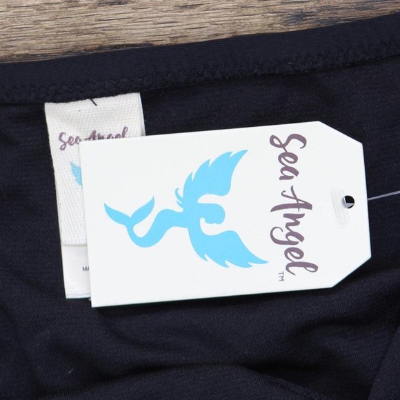 NWT Sea Angel Women's Shirred Side Scoop Bikini Bottom SA9591Z L Black - Picture 3 of 4